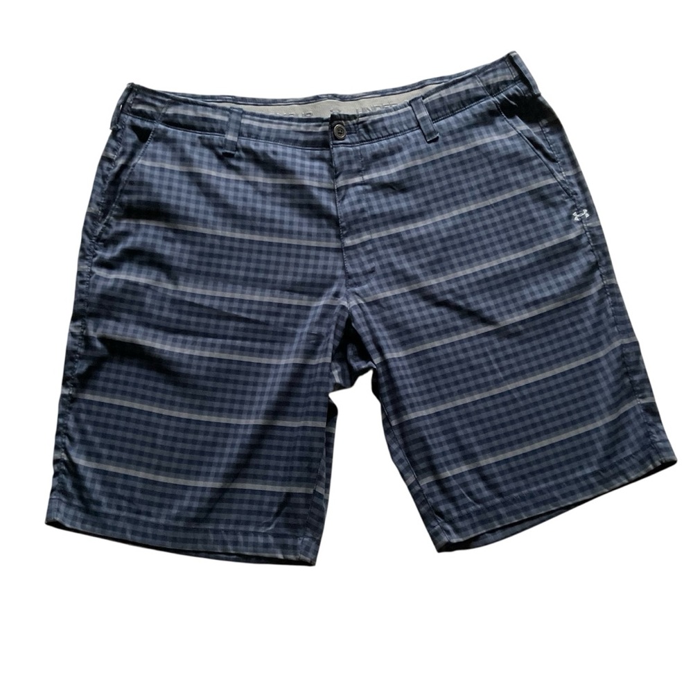 UNDER ARMOUR Shorts Checks Golf Rubber Grip Waist Flat Front Mens Size 42